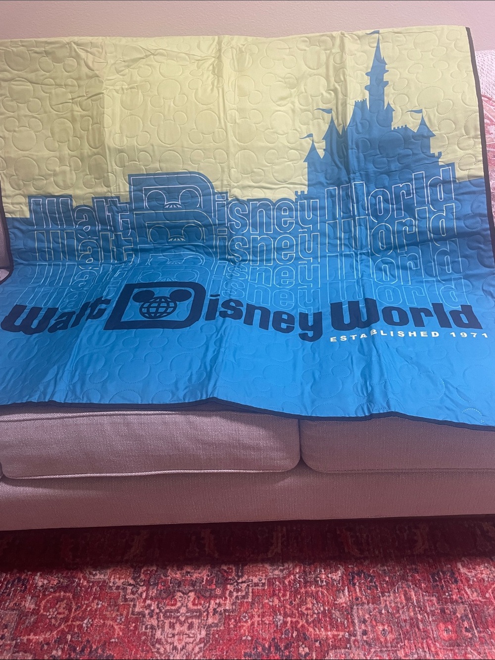 Disney Blue and Yellow Walt Disney World Throw Blanket